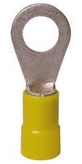 CONNECTOR - CRIMP - RING - VINYL<br><font size=3><b>12-10 Yellow Vinyl Ring #10 Stud (1,000)